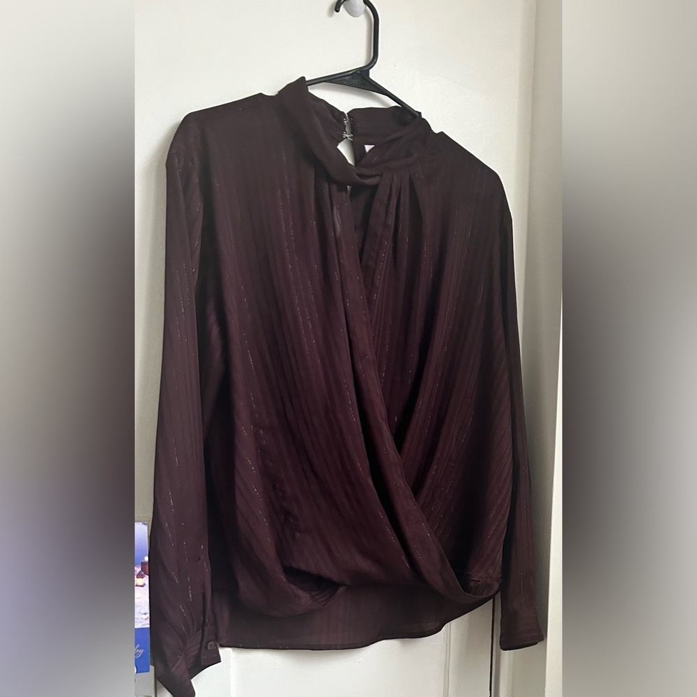 New York and Company High Neck Wrap Top